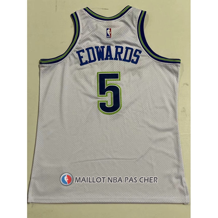 Maillot Minnesota Timberwolves Anthony Edwards NO 5 Mitchell & Ness 2023-24 Blanc